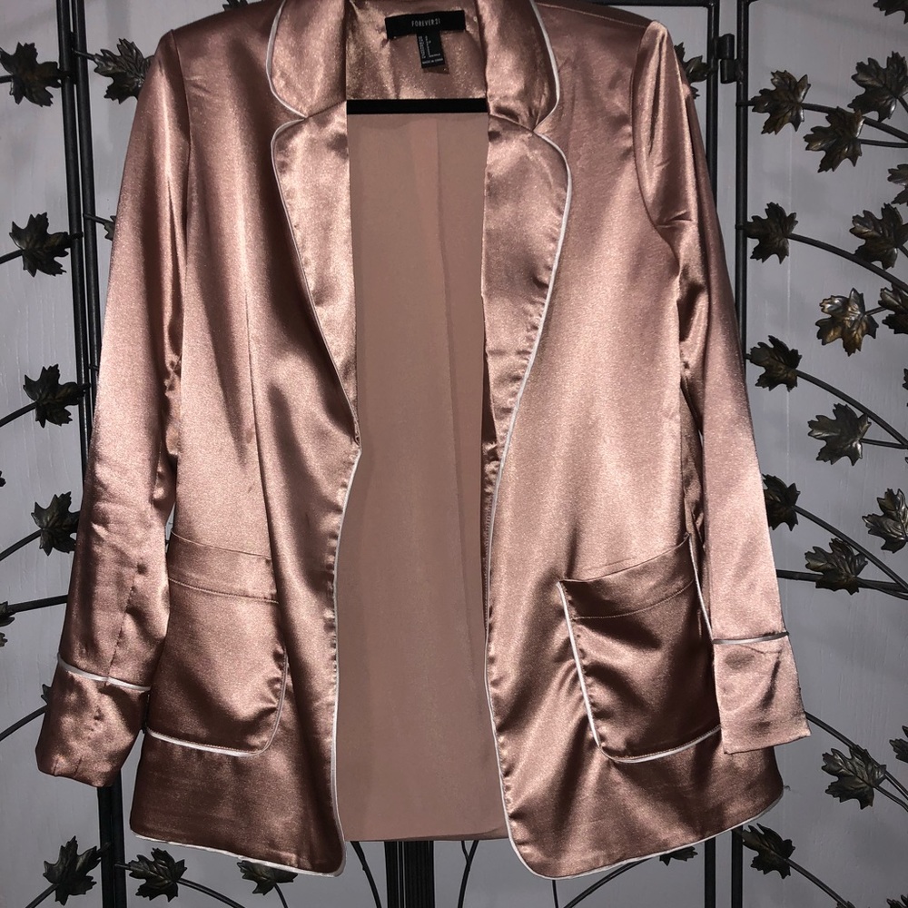 F21 Rose Gold Satin Blazer